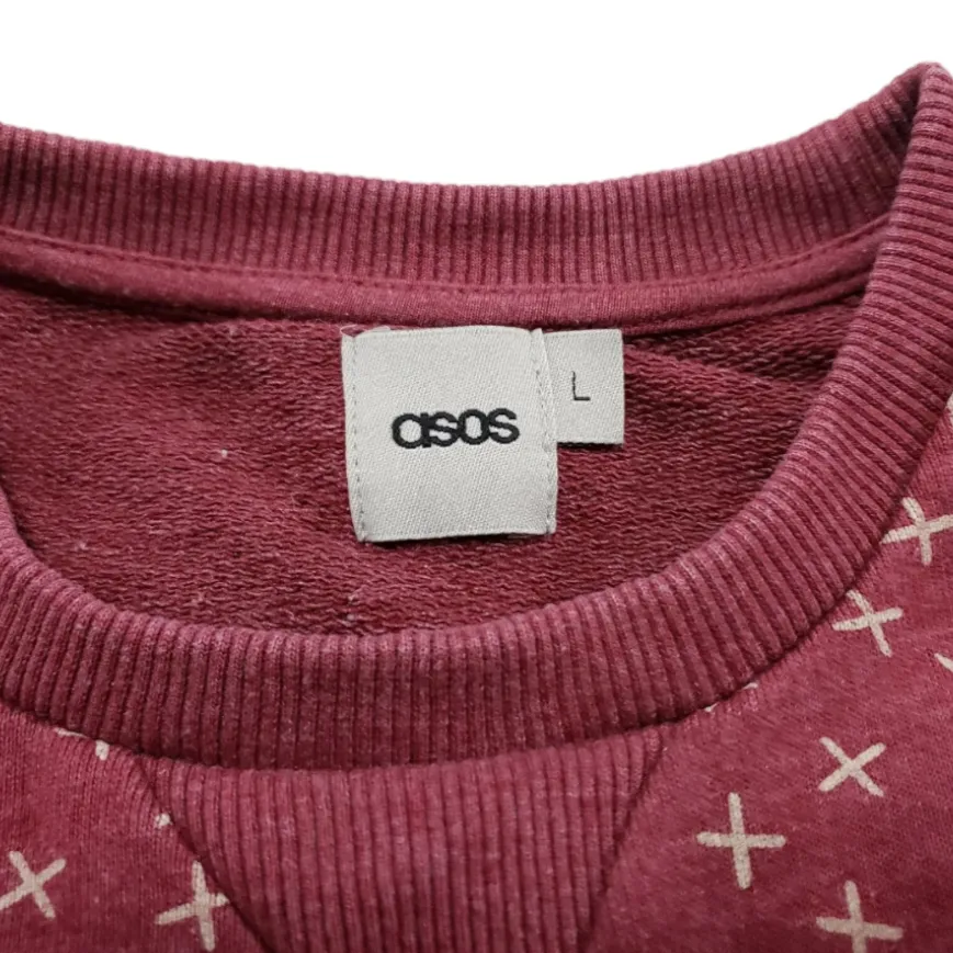 Asos Sweatshirt Size Large Women's Crew Neck Pullover Sweatshirt Red  - Image 5