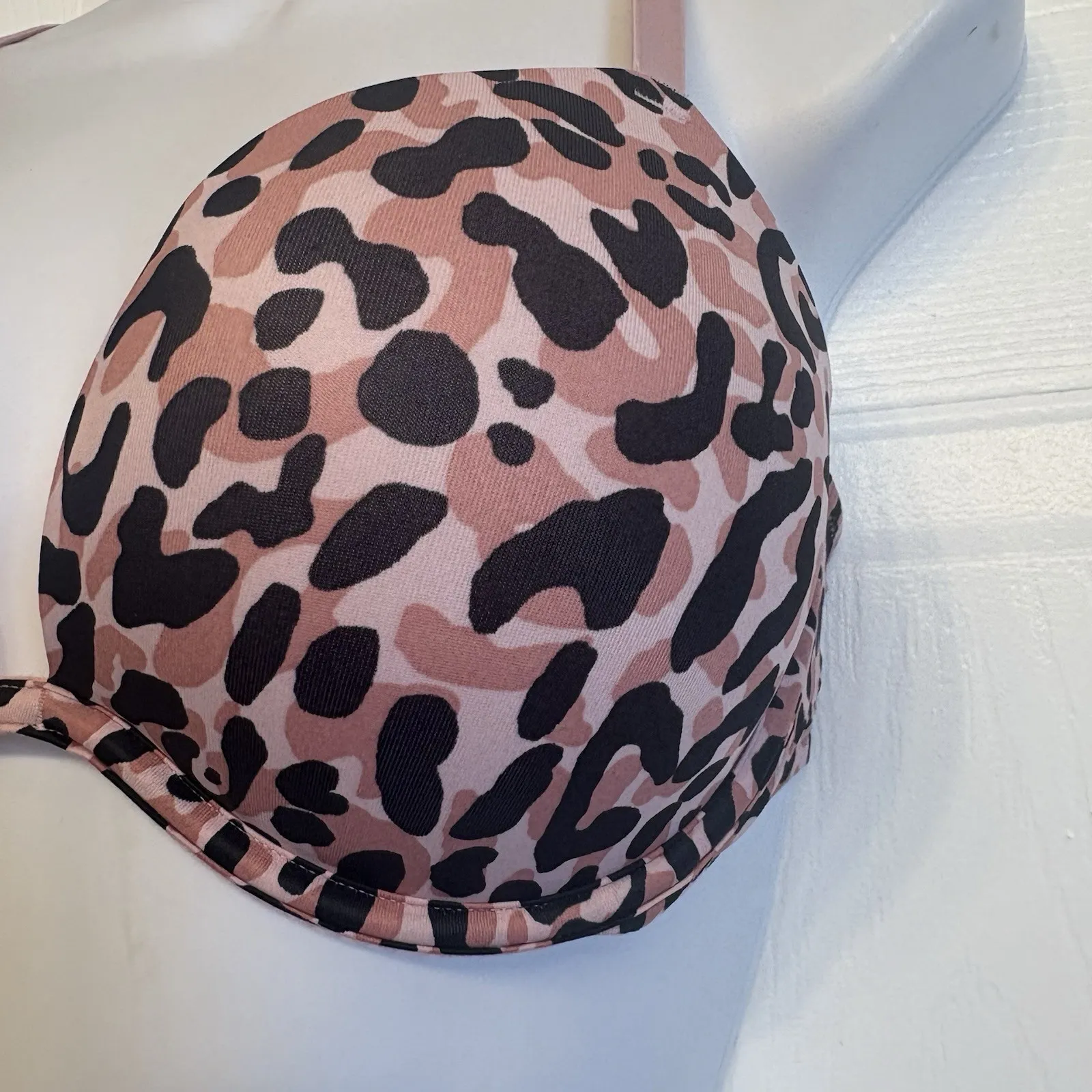 Victoria's Secret PINK Wear Everywhere Super Pushup Bra 32DD Pink‎ Leopard NEW - Image 3