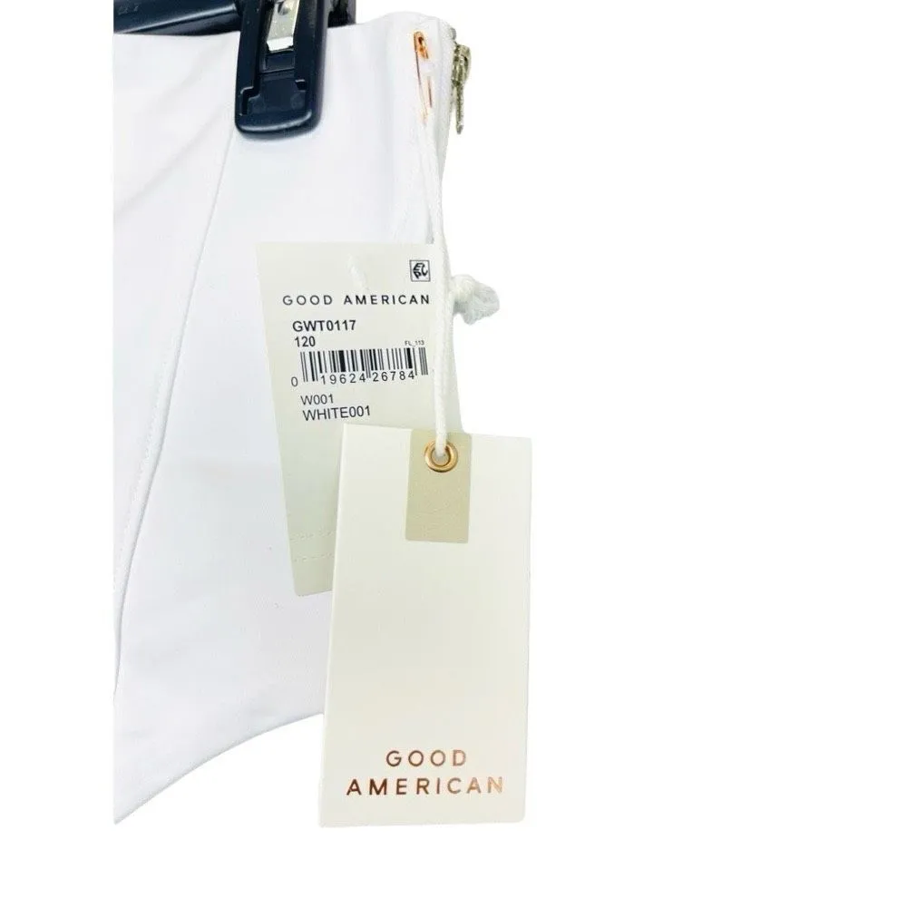 Good American Y2K Poplin Corset Crop Top 3 Large White Strapless Stretch Zipper - Image 6