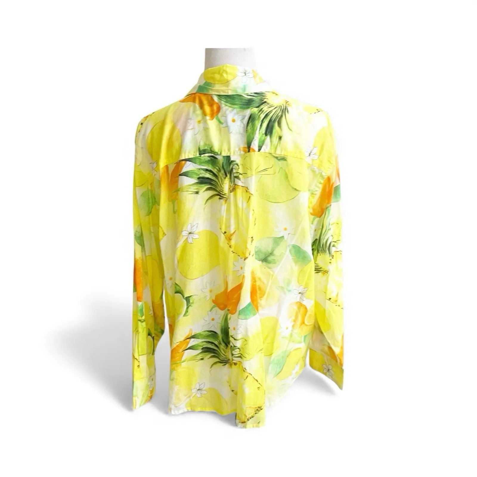 Calypso St Barth Women’s Tropical Button Down Shirt Blouse Fruit & Floral Cotton - Image 2