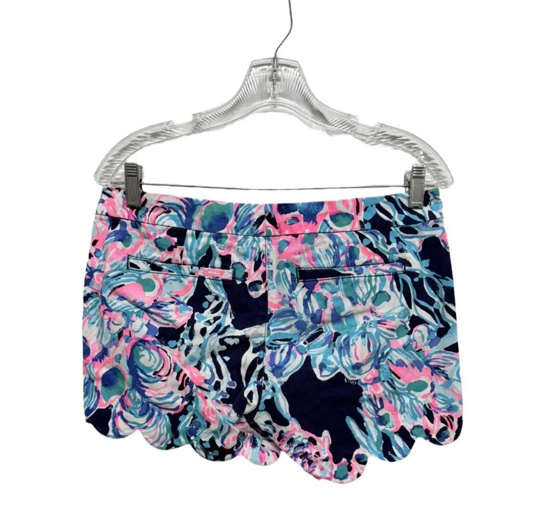 LILLY PULITZER The Buttercup Stretch Summer SHORTS sz 2 Navy Hot Pink Tropical - Image 4