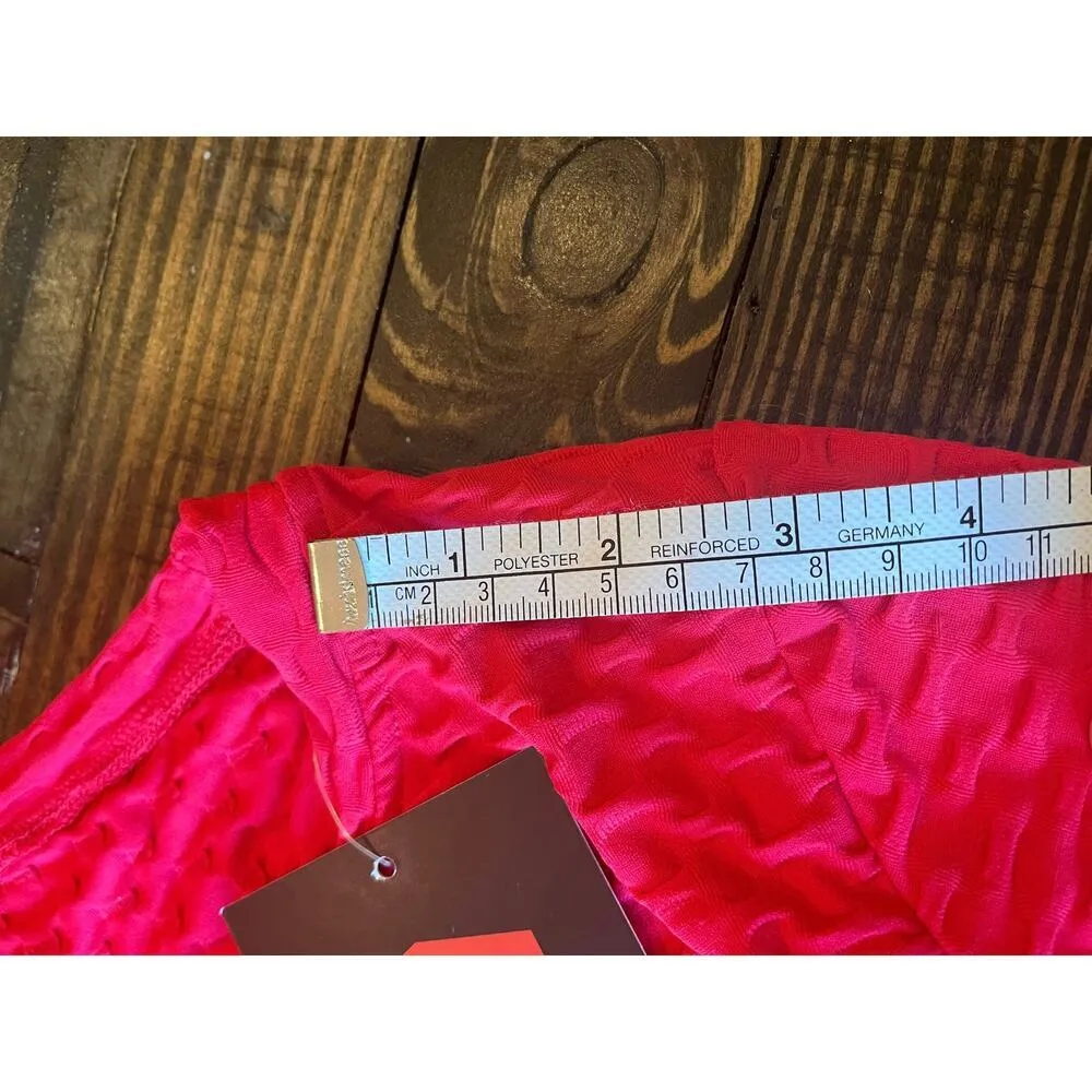 NWT Born Primitive Summit Crop Top Texture Stretch Women Large Red Lifting Shirt - Image 10