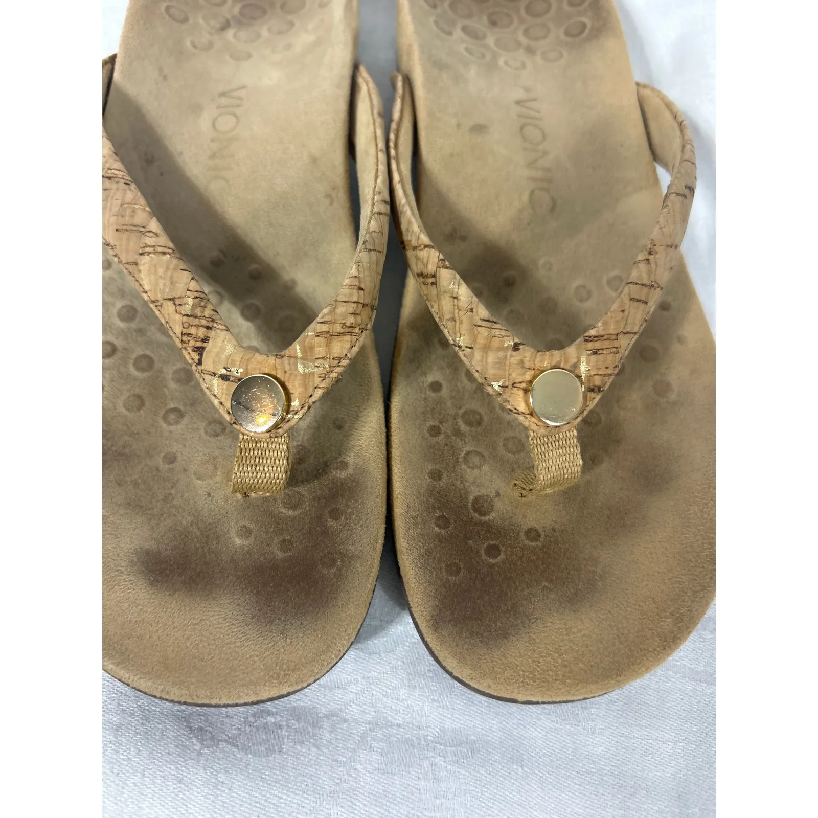 Vionic Sandals 9 Mona Flip Flops Thongs Cork - Image 5