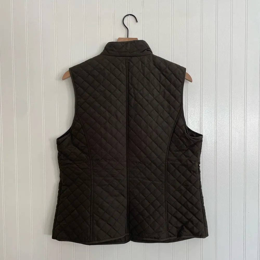 G.H. BASS Quilted Snap Front Collared Equestrian Outdoor Vest Olive Green Size L Size L - Image 2