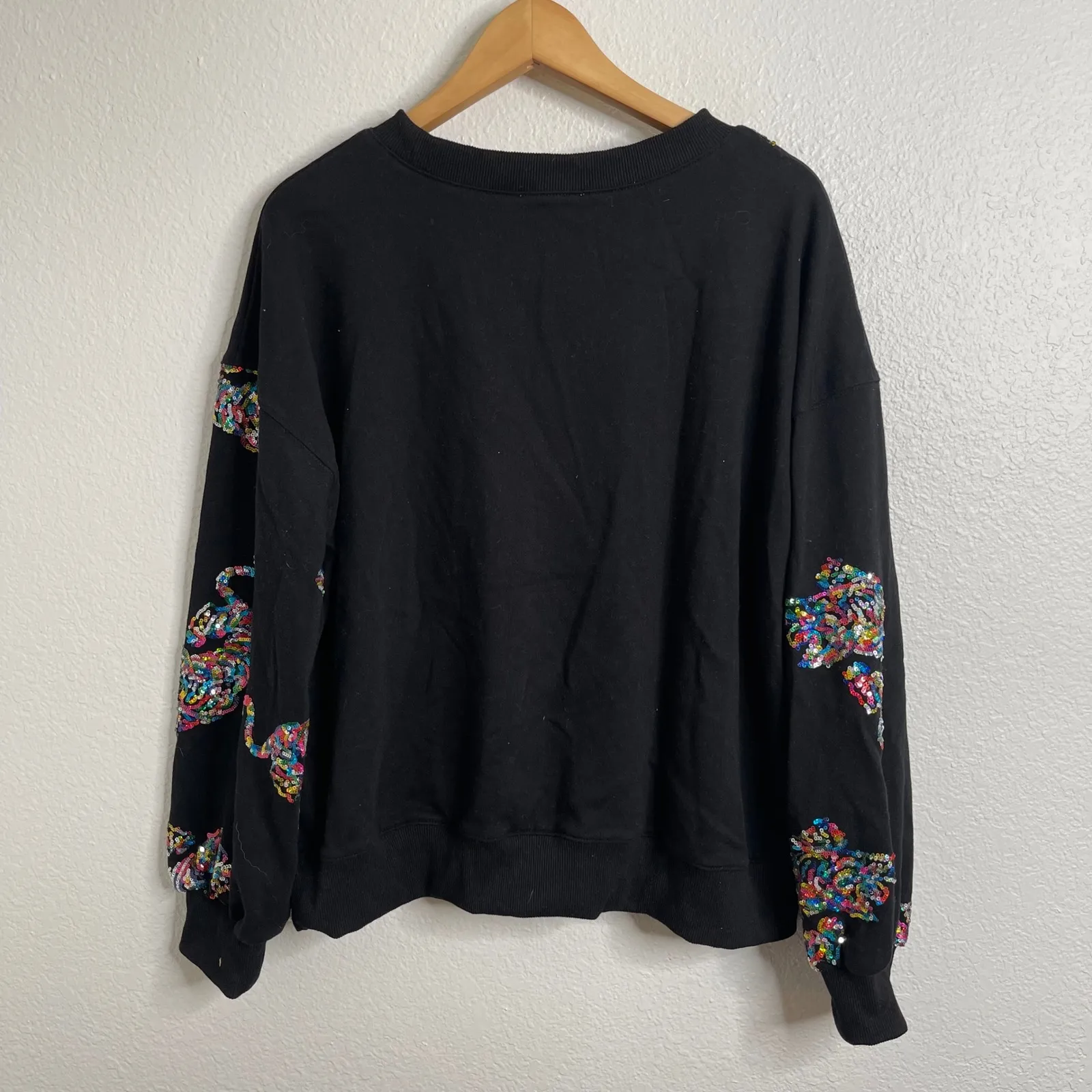 FANTASTIC FAWN Tiger Sequin Lead The Pack Sweatshirt Pullover Women's Size M - Image 6