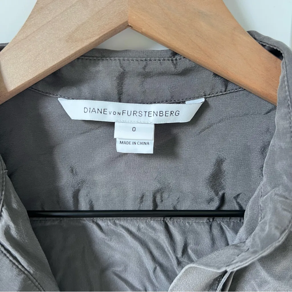 Diane Von Furstenberg DVF Taya Silk Shirt Dress in Steel Gray - Image 7