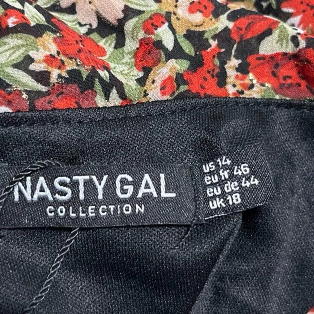 Nasty Gal Multicolor Floral Print Ruffle Tiered Long Sleeve Midi Maxi Dress 14 - Image 7