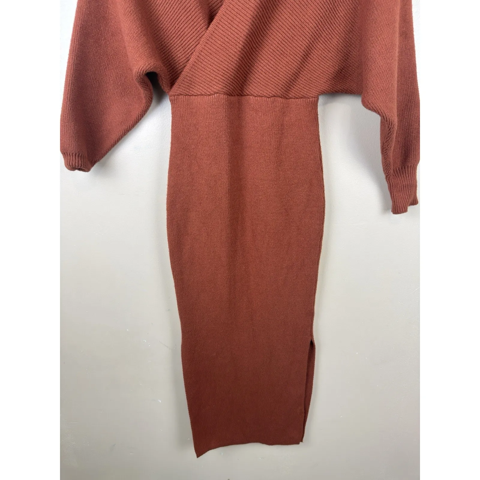 Petal+Pup Nate Long Sleeve Midi Dress Women Size 2 Terracotta Fitted Style Orange - Image 3