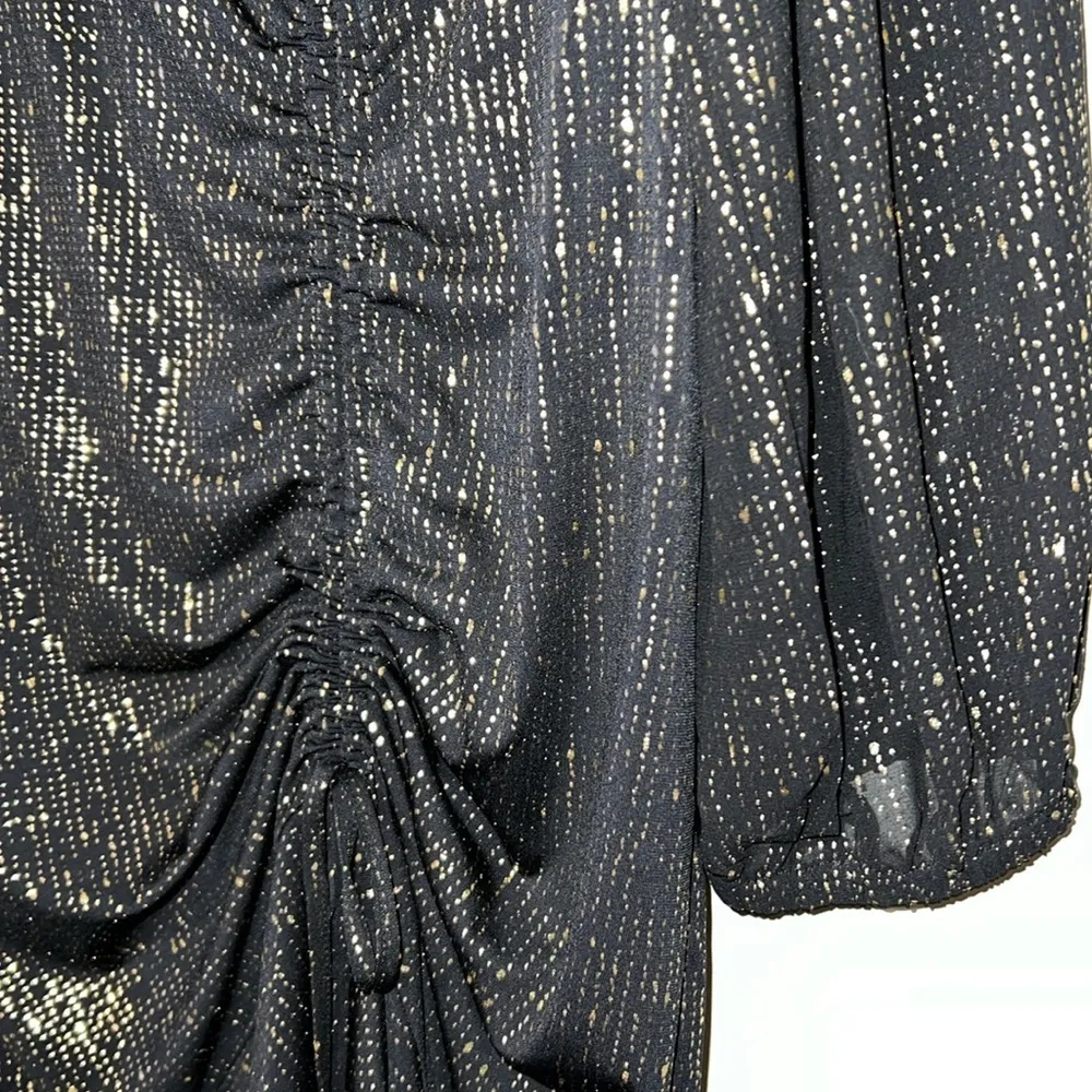 TORRID 1X(14-16) black gold fit & flare mini studio knit ruched dress crew neck - Image 6