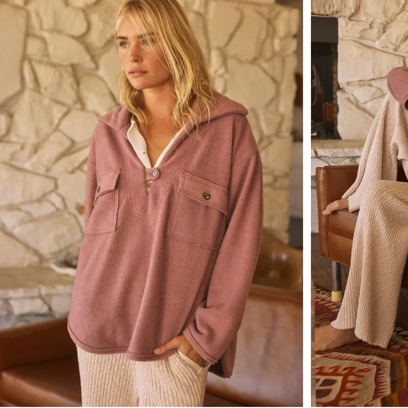 Nwot all time low fuzzy Henley free people pullover casual fall cozy $108 xs - Image 4