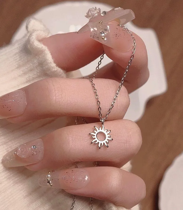 Sun Pendant Necklace for Women Silver - Image 4