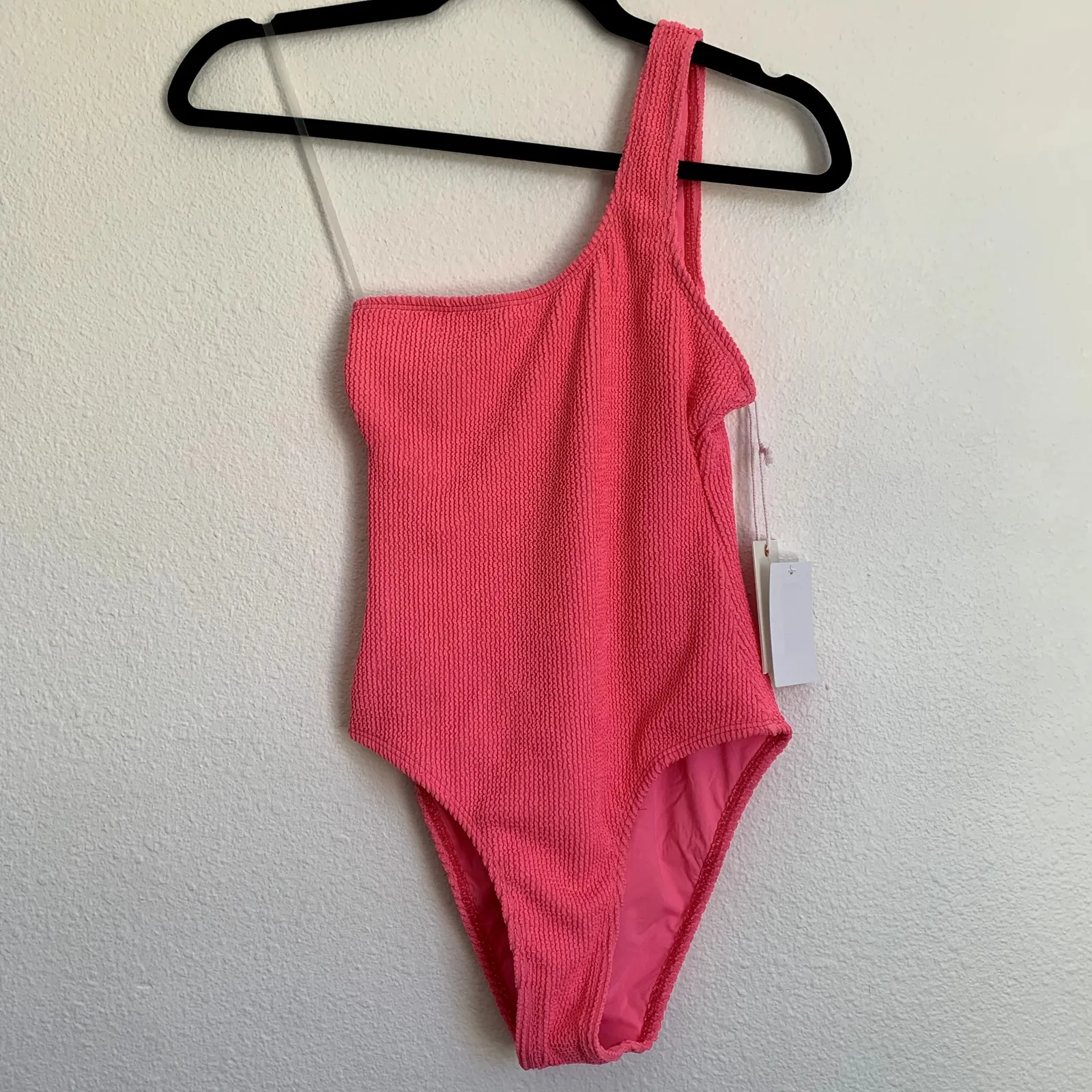 NWT Good American XS Always Fits Shoulder One-Piece Swimsuit Bright Pink Neon - Image 3