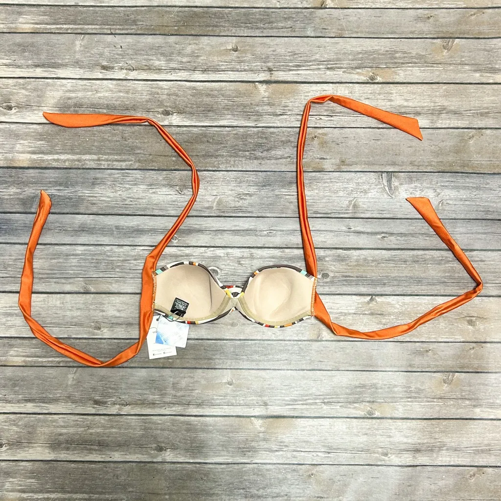 Peixoto Underwire Halter Via Linda Geometric Bikini NWT XS Cream Orange Gray Red - Image 8