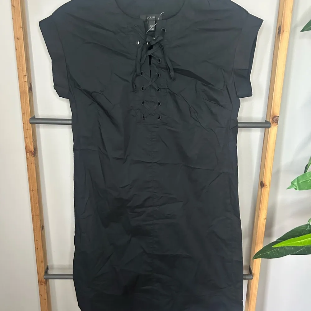 NWT J. Crew Lace Up Shirt Dress Black Short Sleeve sz PXXS - Image 2