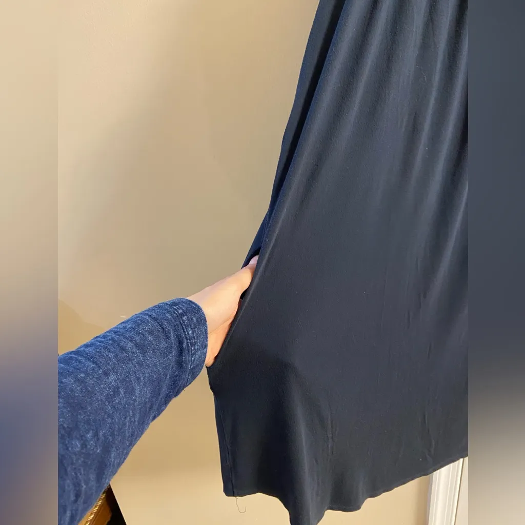 Eileen West Jersey knit button up lace trim nightgown navy blue Large - Image 7