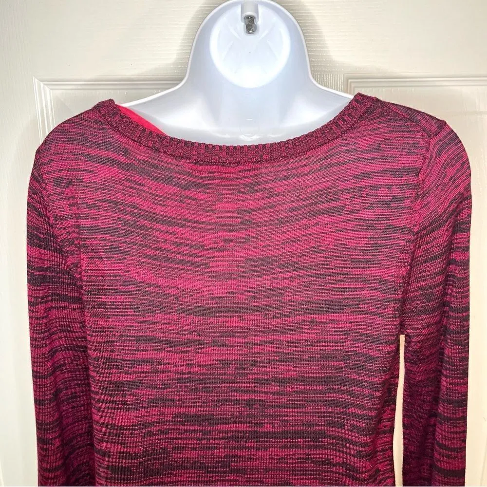 Cable & Gauge Marled Pink Black Scoop Neck 3/4 Sleeve Tunic Sweater S - Image 7