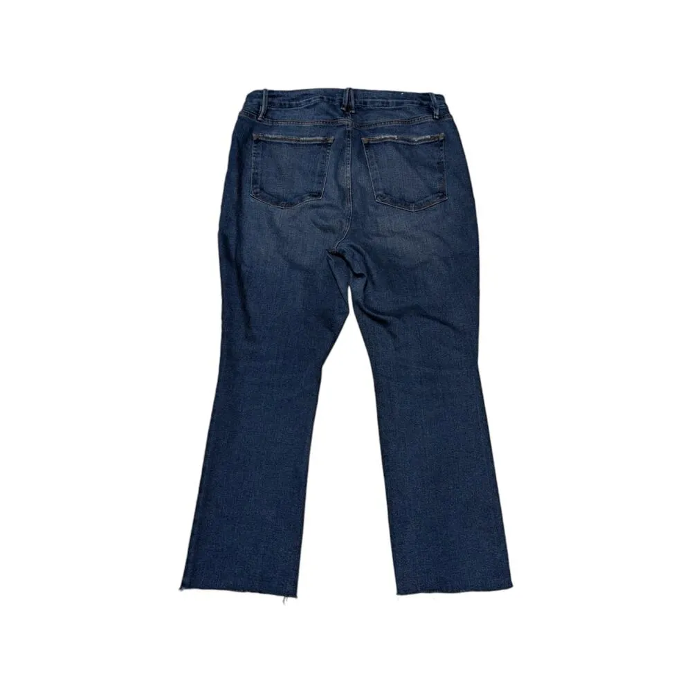 Good American Good Legs Raw Hem Straight Jeans Womens 37 Stretch Denim Dark Wash - Image 3