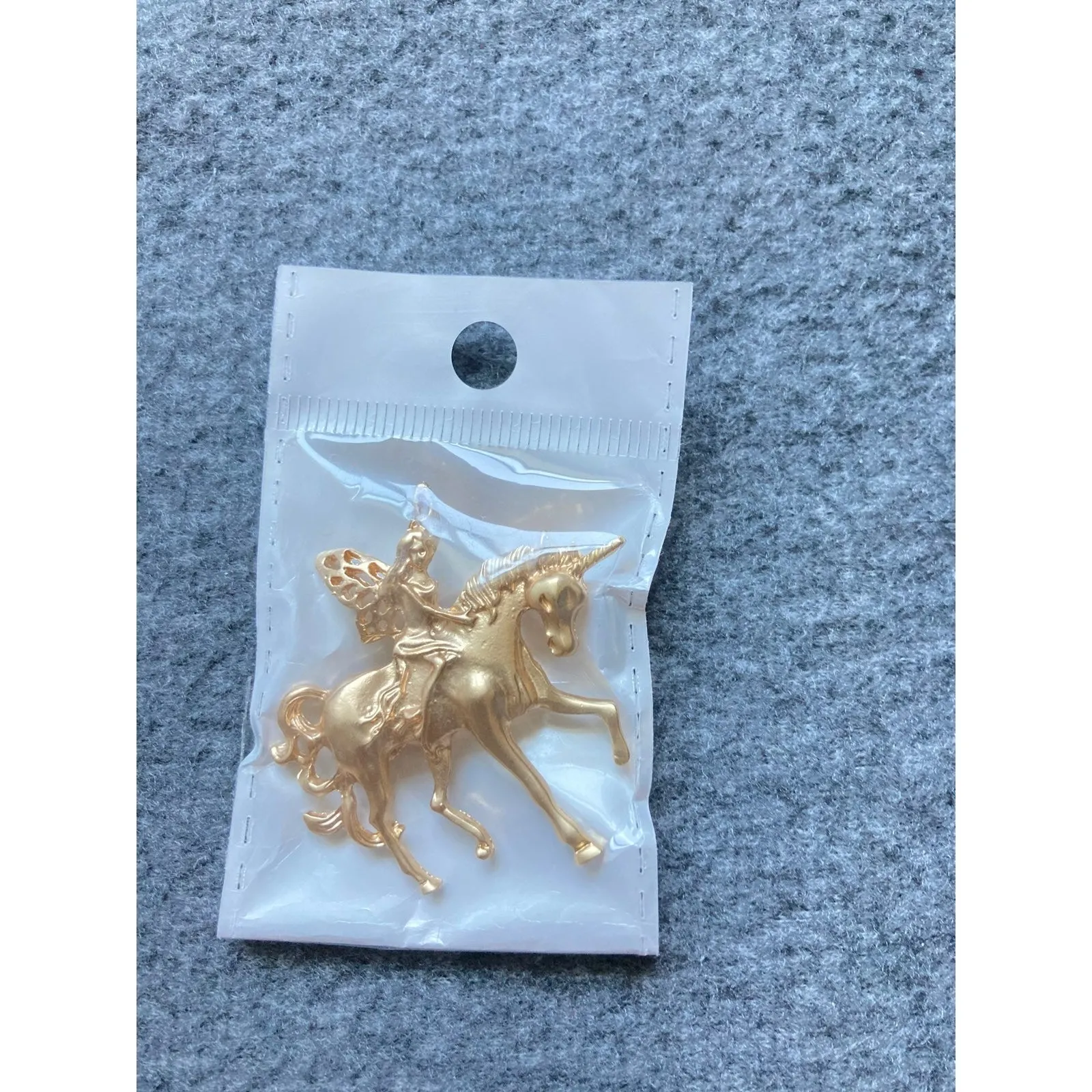 Golden Retro Fairy‎ Riding Unicorn Brooch Pin - Image 6