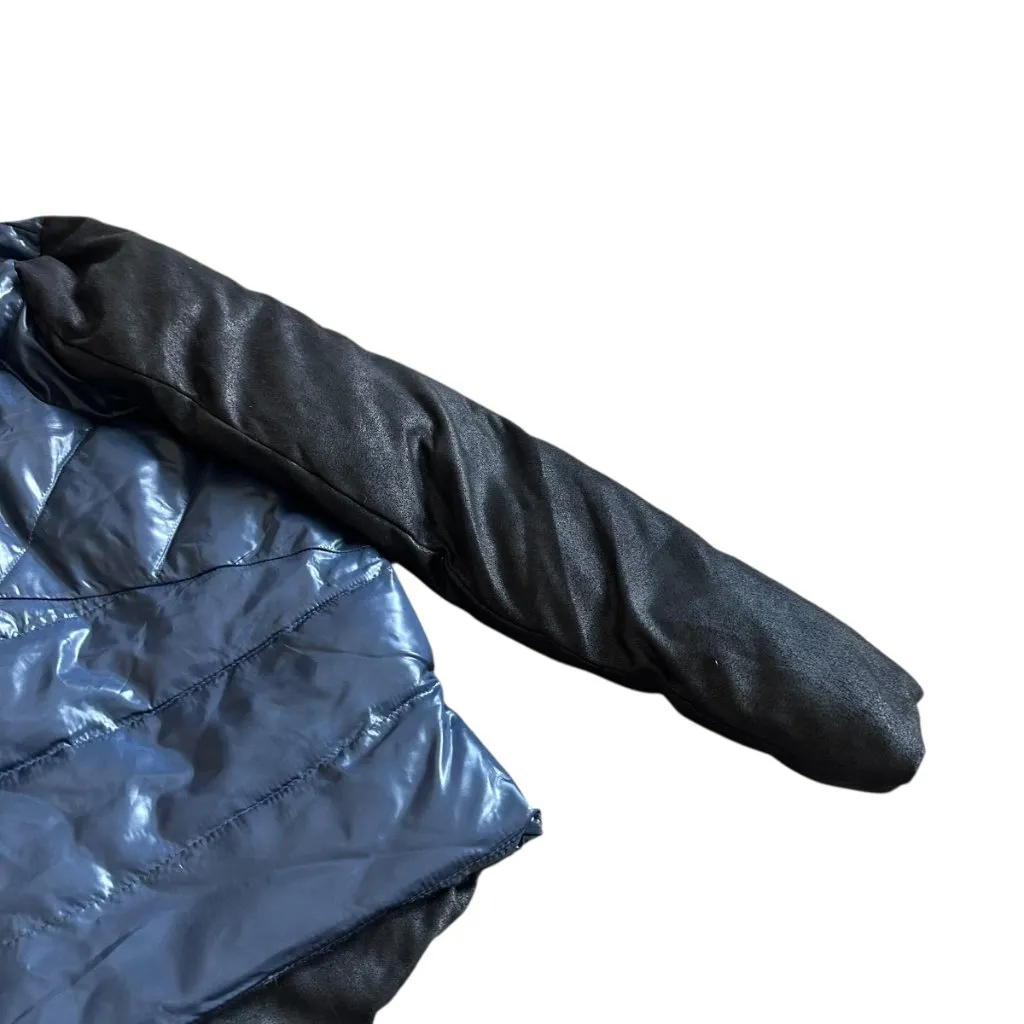 BB Dakota Steve Madden Cecile Puffer Coat Jacket Colorblock Blue Black Med NWOT - Image 13