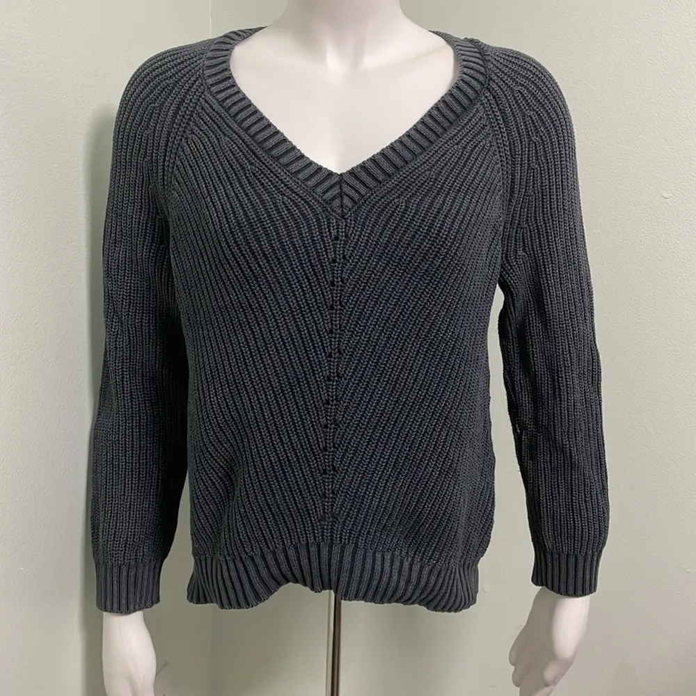 Marine Layer Ezra V-Neck Long Sleeve Pullover Sweater Anthracite Size XS - Image 4