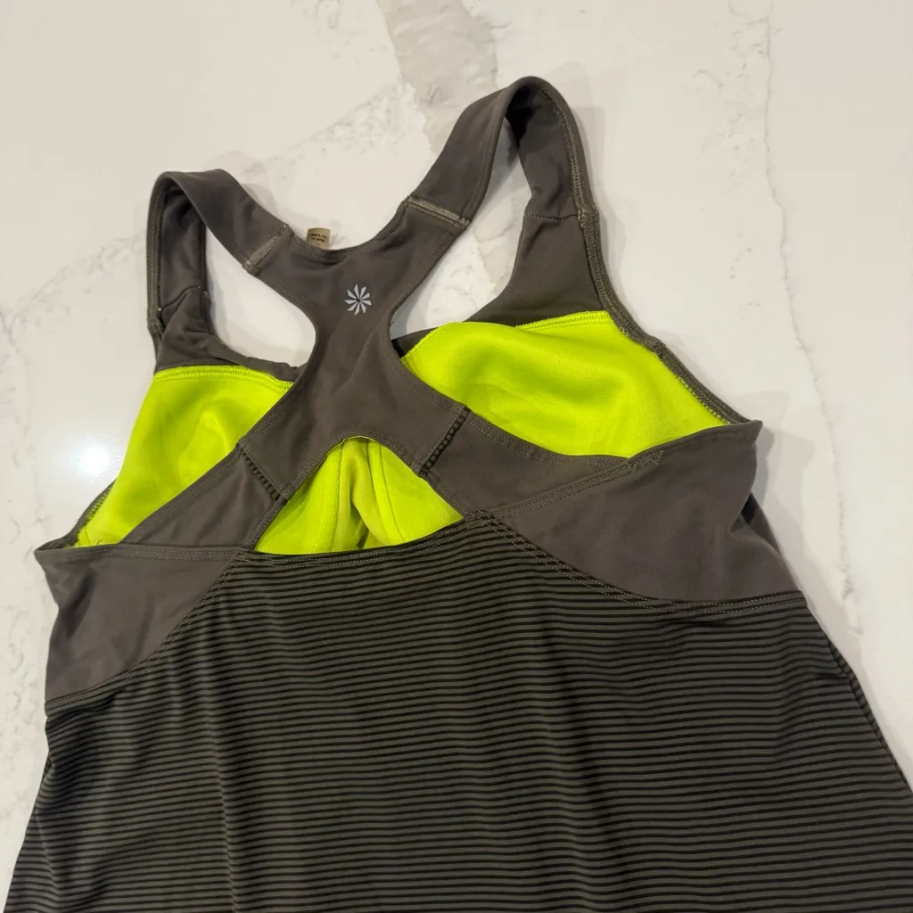 Athleta Skills Drills Athletic TankTop Womens Large GreenStripe Drawstring Waist - Image 6