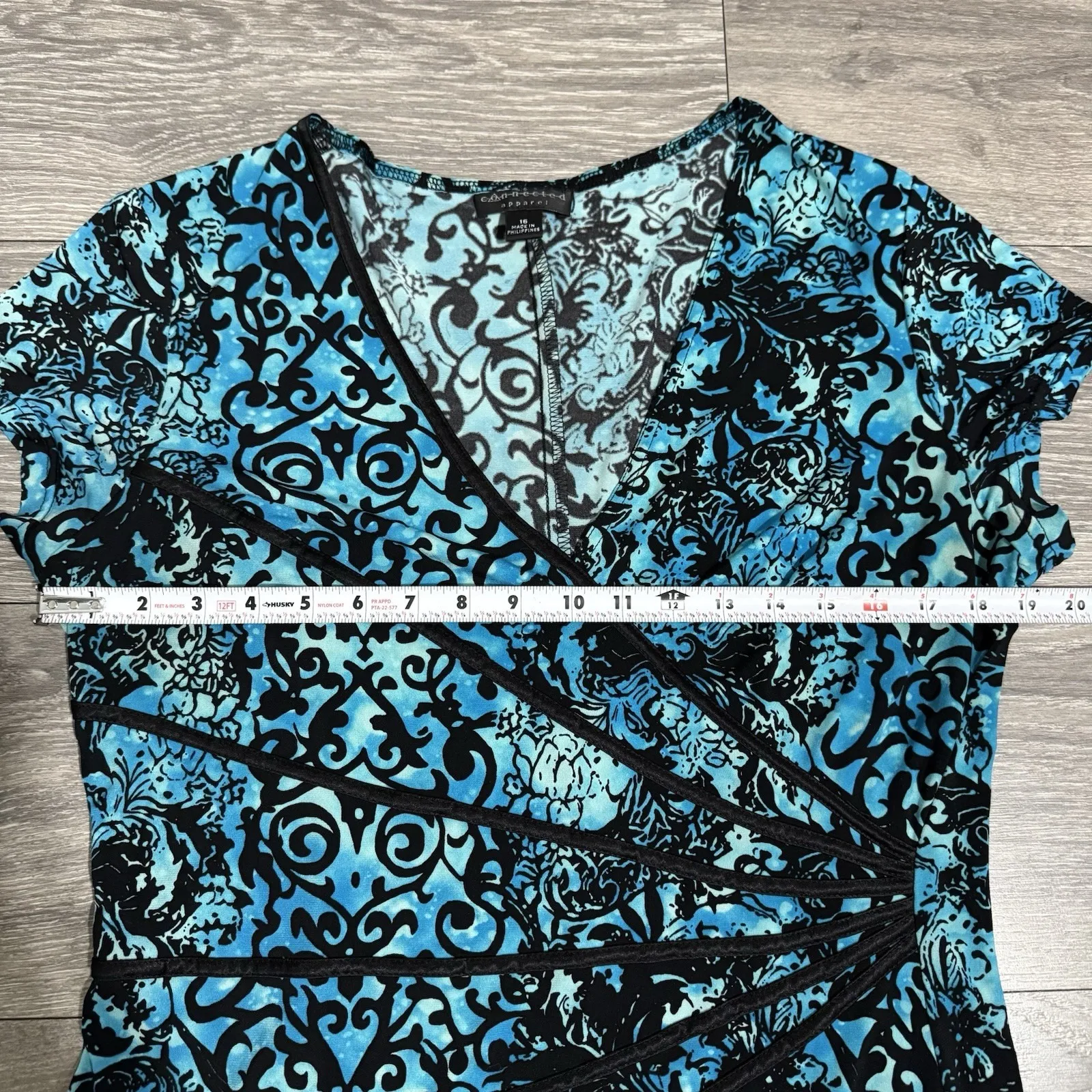 Connected Apparel Green Blue Artsy Stretch Jersey Drape Dress 16 Forrest Fairy - Image 10