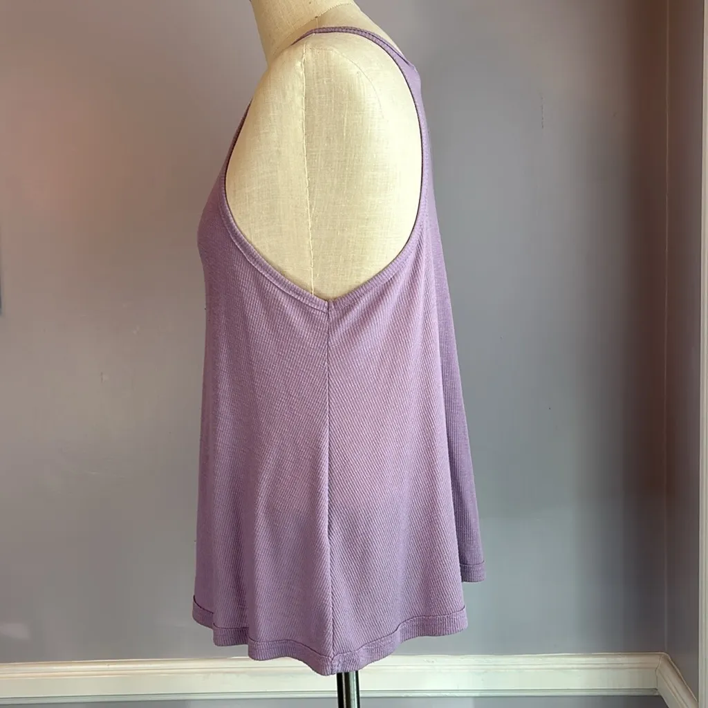 Free People Long Beach lilac lavender ribbed racer back fly away tank top - Image 2