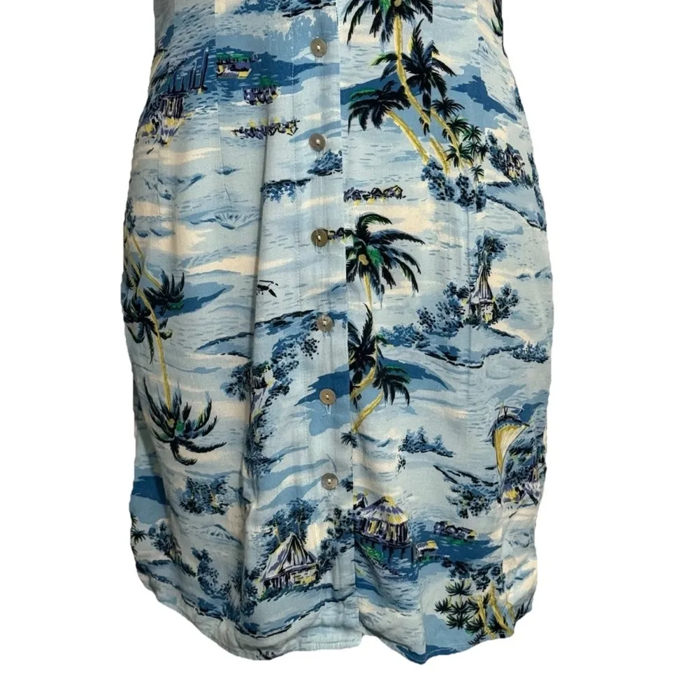 Limited America Vintage Tropical Shirt Dress Size XS Blue - Image 3
