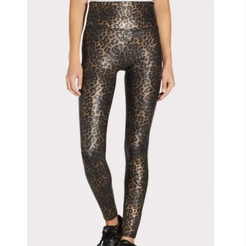 SPANX Faux Leather Animal Print Leggings in Leopard Shine- XS - Image 4