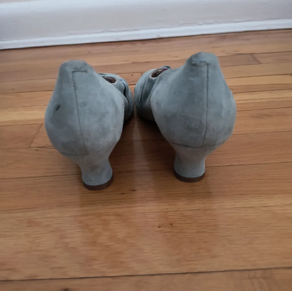 Hotter Donna Aqua VTG Blue Suede Court Kitten Heel Pumps Sz 7 - Image 8