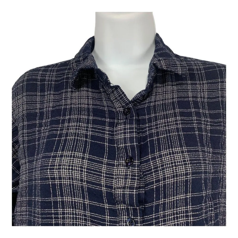 E Hanger M Women's Long Sleeved Plaid Button Down Top Size Medium - Image 3