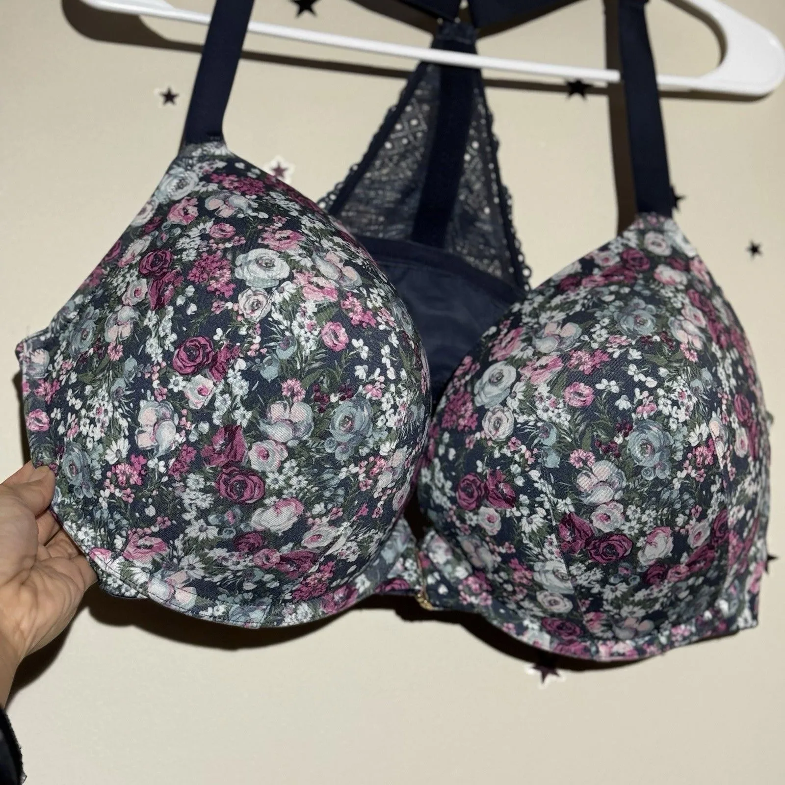 Cacique Boost Plunge Floral Bra Multi 44DDD EUC Front Clasp Adjustable Straps - Image 11