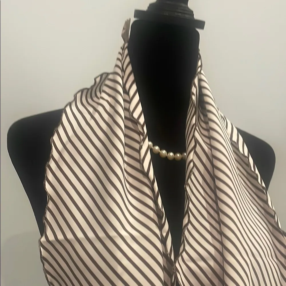 Chic brown and white Striped Scarf vintage - Image 2