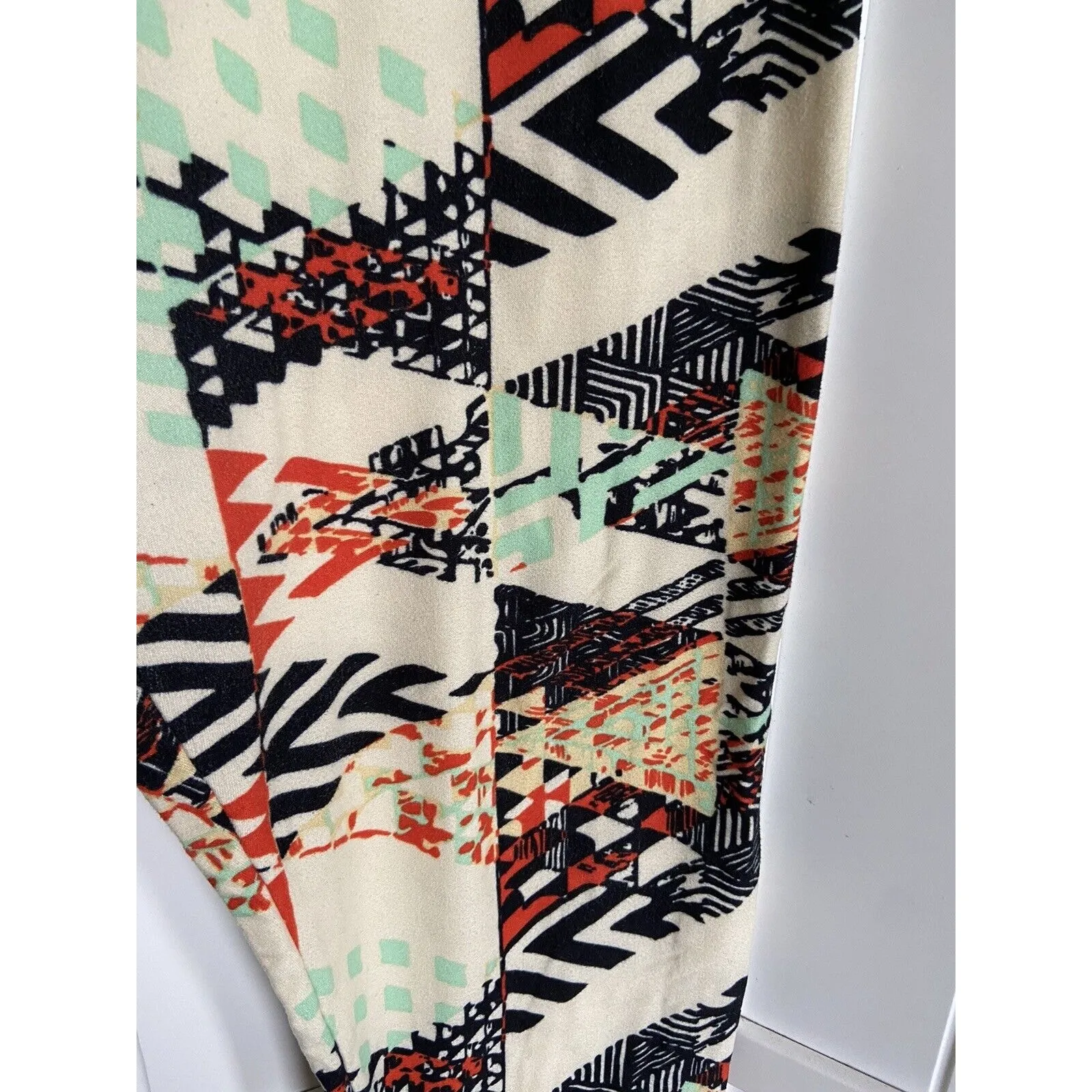 LuLaRoe Womens Leggings‎ Sz TC Cream Orange Black Mint Funky Print 12 14 16 18 - Image 5
