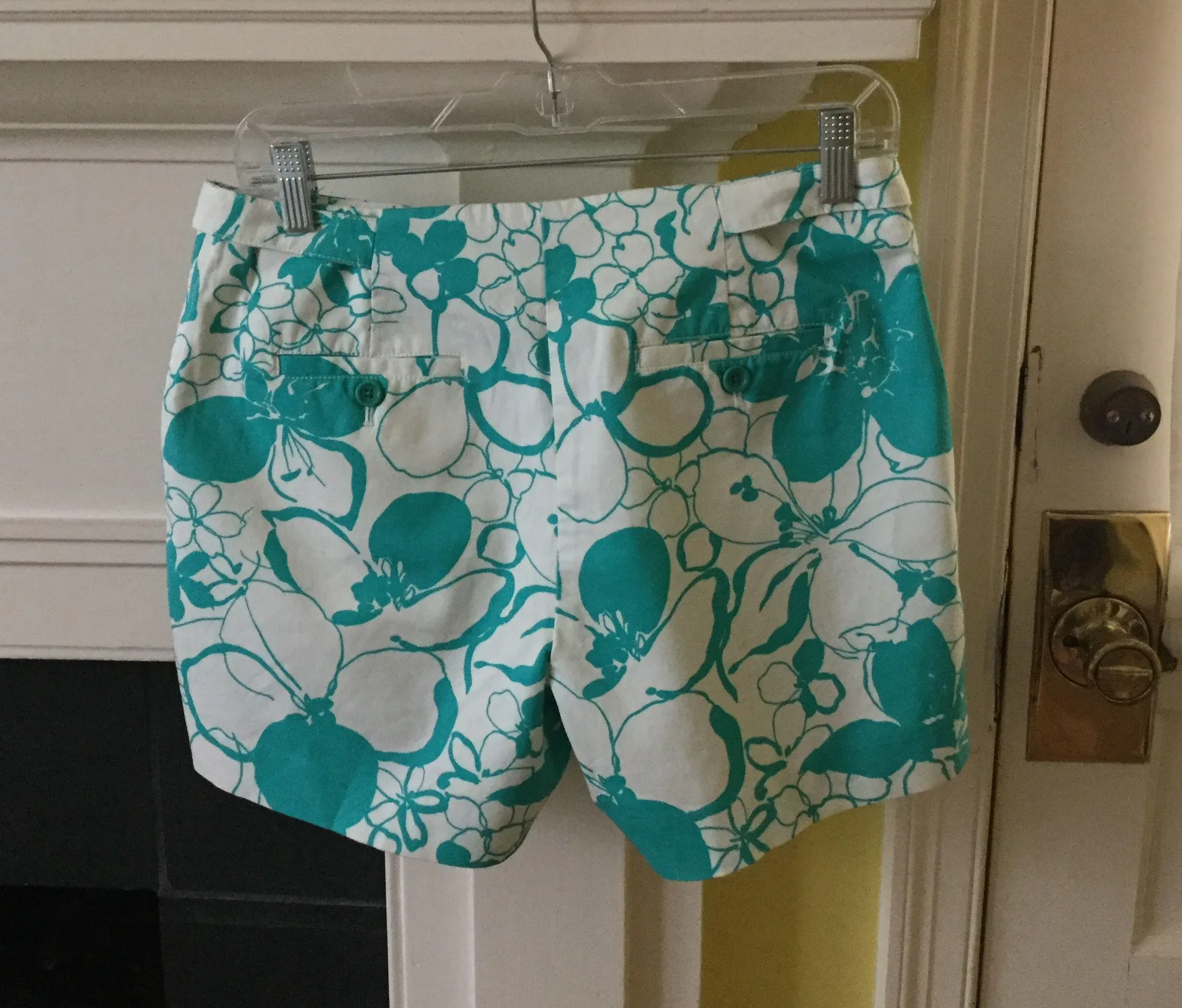 Y2K Pique Floral Shorts Teal White - Sz 4 - Image 4