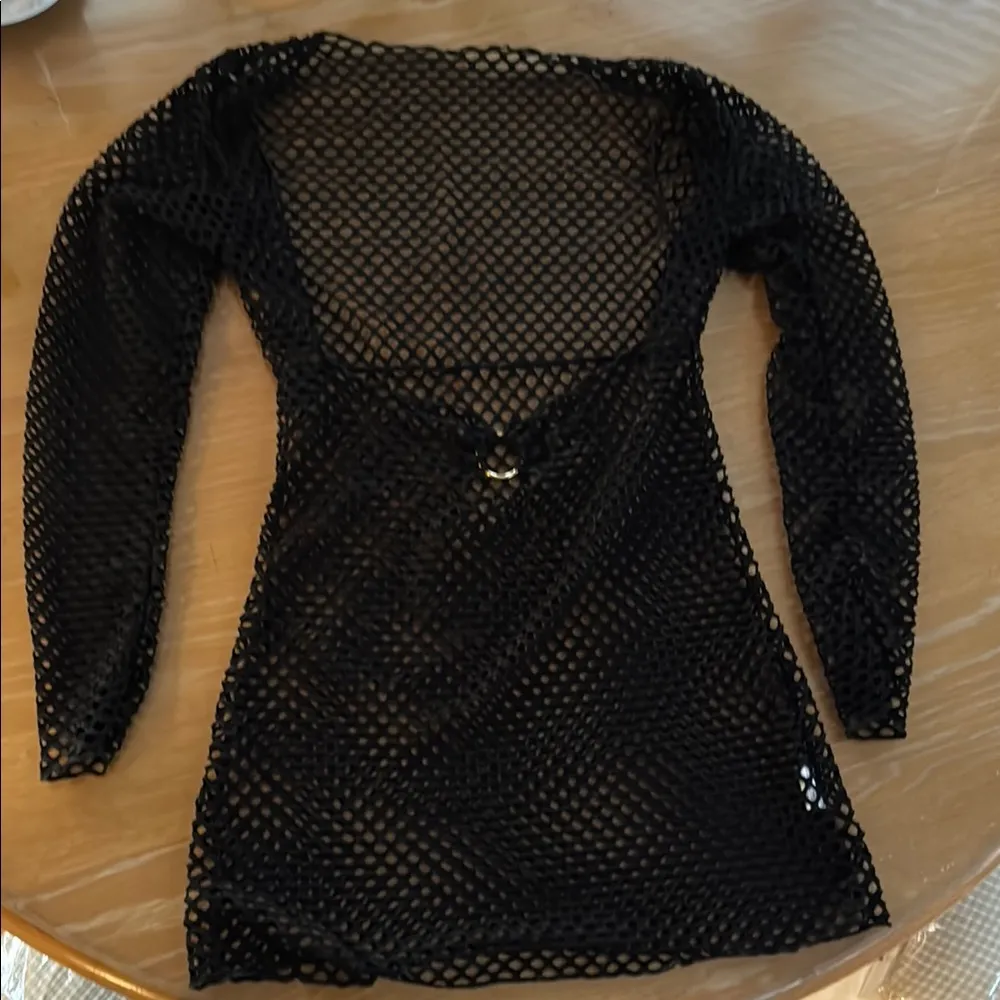 Black Mesh Long Sleeve Coverup Size M Size M - Image 2