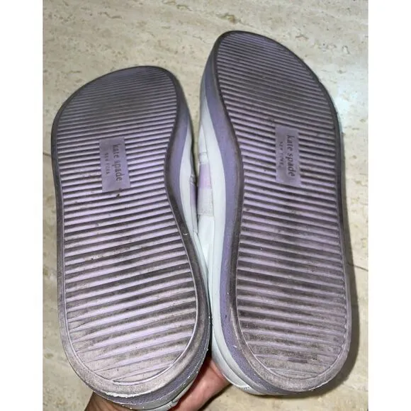 KATE SPADE Sandy Sneaker Leather White/Lilac Slip On‎ Size 8.5 - Image 10