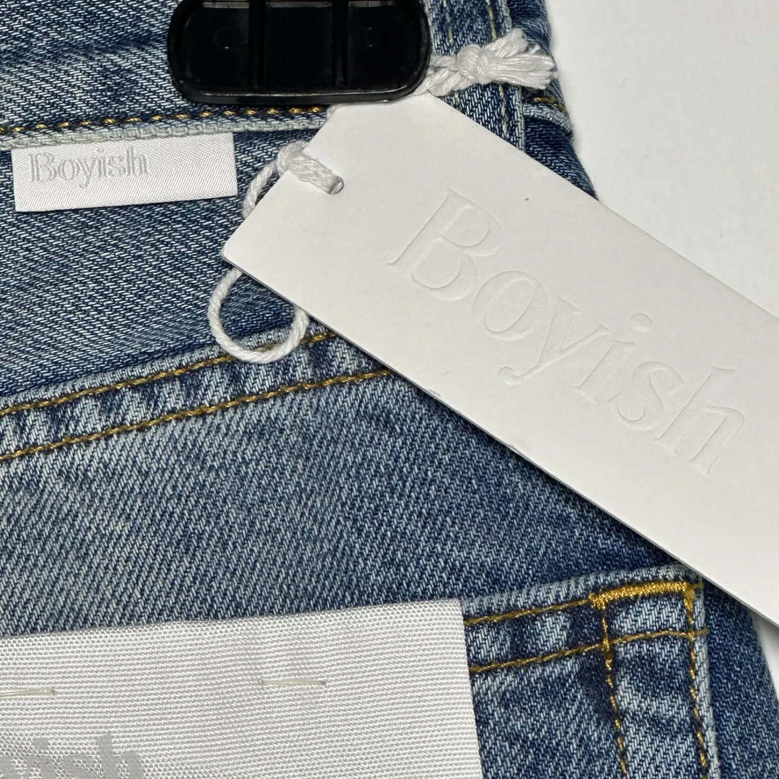 Boyish Avery High Rise Straight Leg Jeans Rear Window Wash Tie Ankle Womens 25 - Image 14