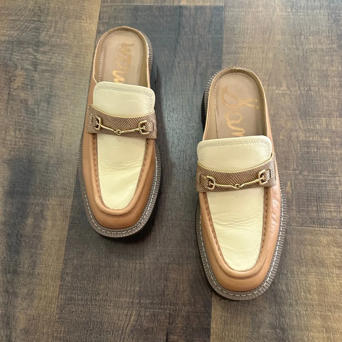 Sam Edelman Laurs Platform Mule Loafers Tan Cream Size 7.5 - Image 8