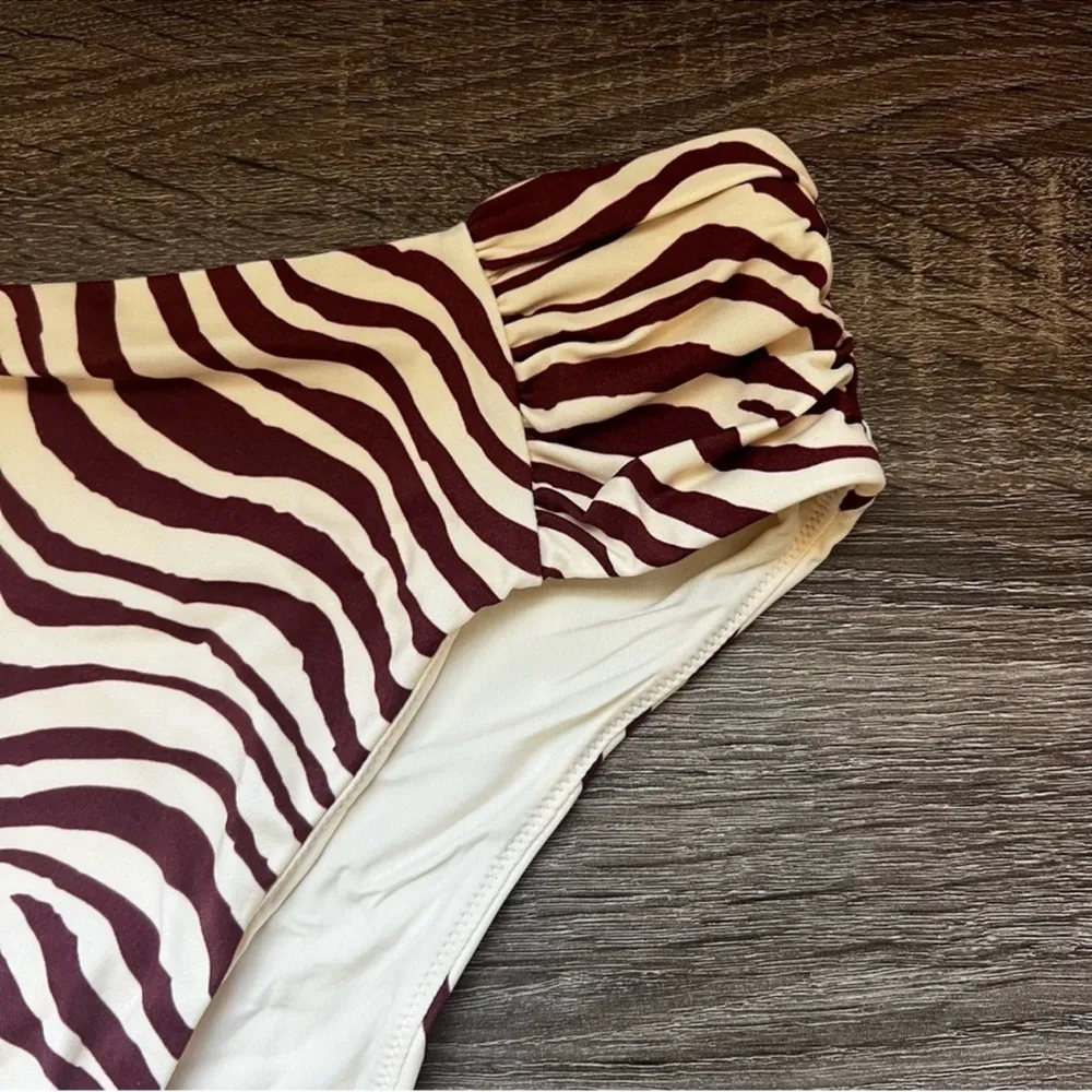 Andie Swim The Ruched Side Bottom in Bias Stripe Truffle Size: S, NWT - Image 7