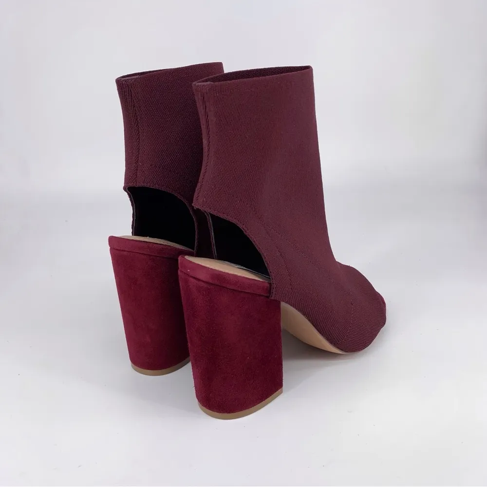 STEVE MADDEN Knit Block Heel Bootie Burgundy 8 - Image 5