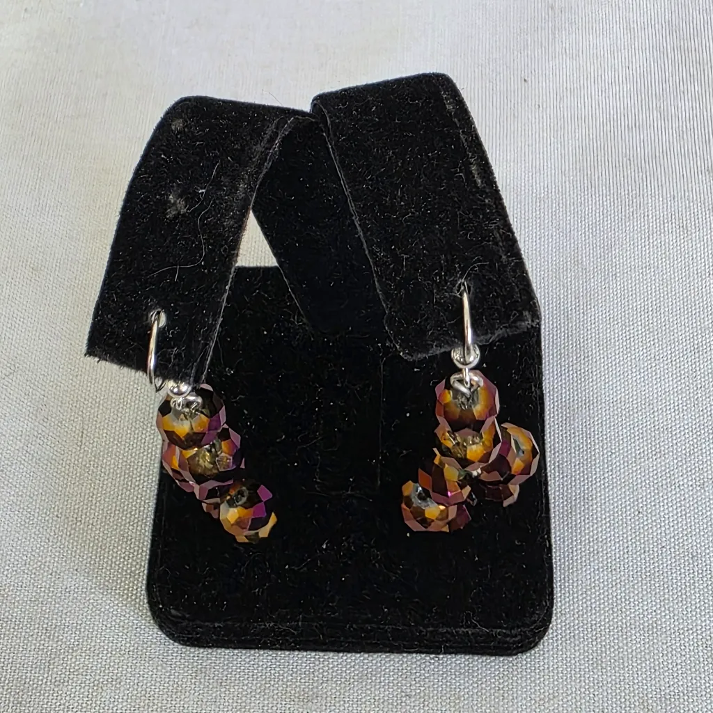 Faceted AB Purple Crystal Bead Flower Necklace Bracelet Earrings Set - Image 12