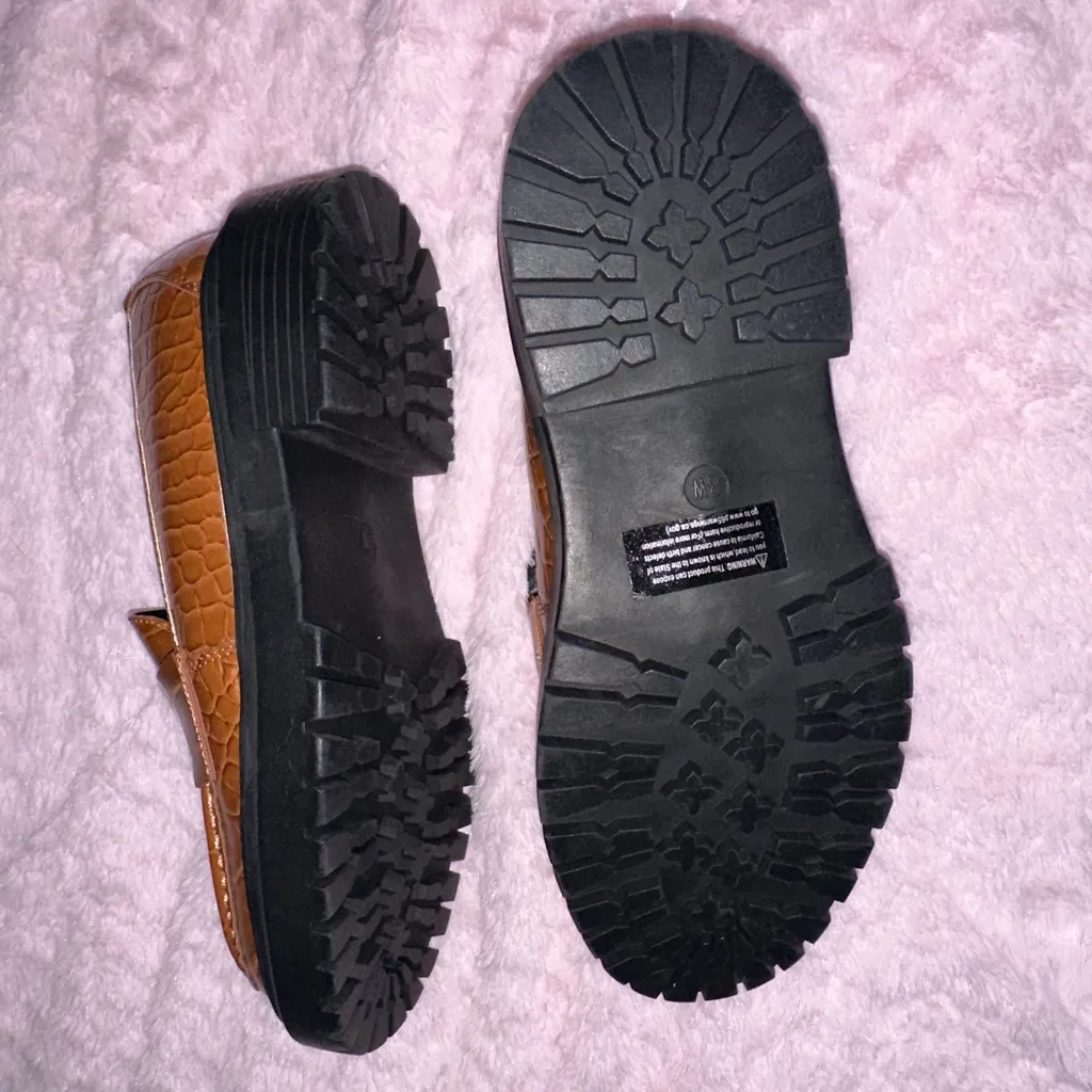 NEW Fashion to Figure Brown Alligator Brown Chunky Y2K Platform Loafers Sz 8 - Image 6