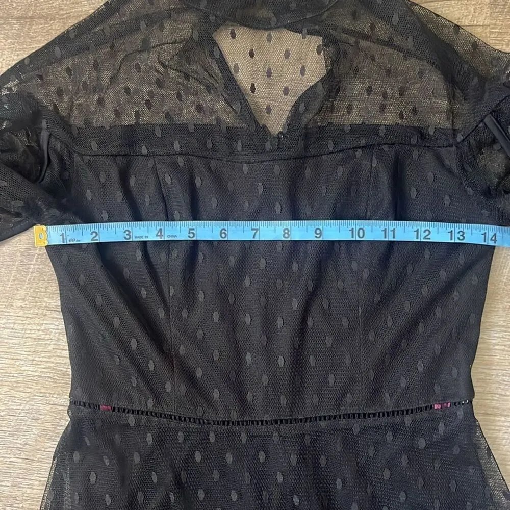 Betsey Johnson Black Mesh Polka Dot Dress Size 4 - Image 5