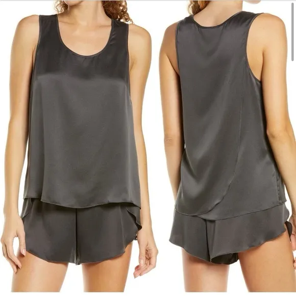 Lunya Washable Silk Top Dark Gray – Size S – Like New - Image 2