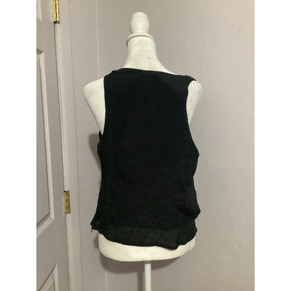 Lulus Black Sleeveless Cowl Neck Pullover Side Zip Blouse L - Image 4