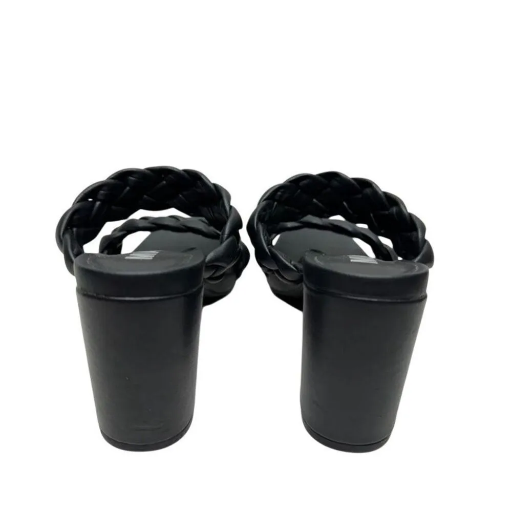 MIA Sandals Size 6.5 Double Strap Braided Black Slip On Open Toe Heels - Image 6