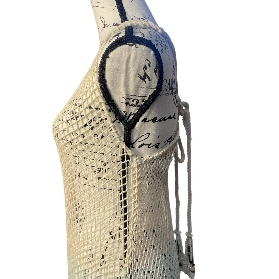 ZLEurope Crochet Fisherman Net Dress Coverup Dress Dip Dye Beige Size OS‎ Tan - Image 5