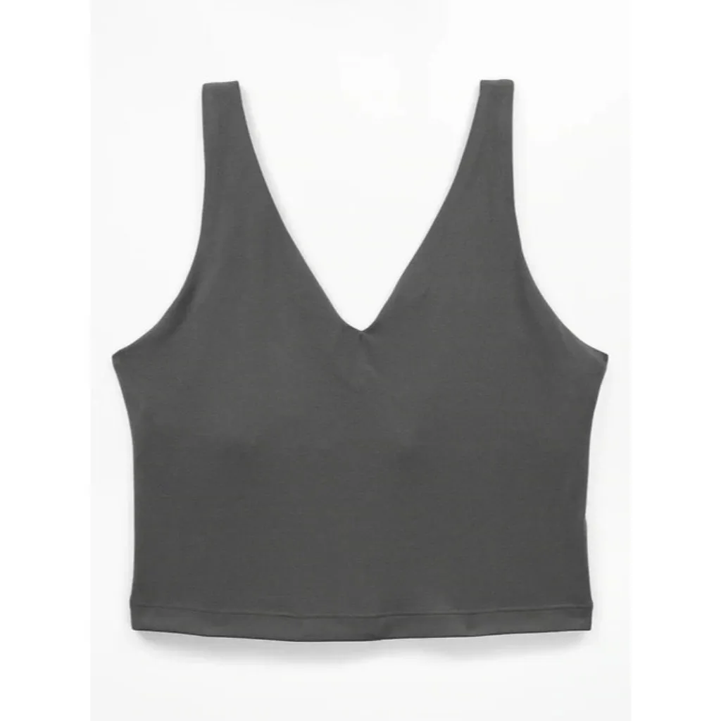 New Athleta S Transcend V-Neck Crop Sports Bra D-DD Dark Rinse Grey Small - Image 3