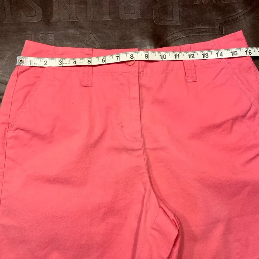 Talbots Stretch Chino Shorts Flat Front 6" Inseam Womens 10 Pink Golf Summer‎ - Image 12